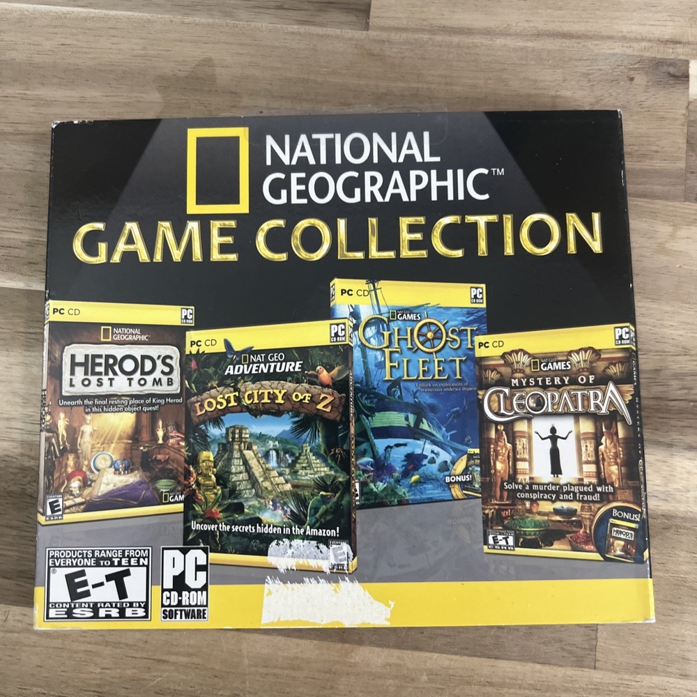 National Geographic Game Collection PC CD-ROM OS Size Yellow 4-Game Bundle Boxed